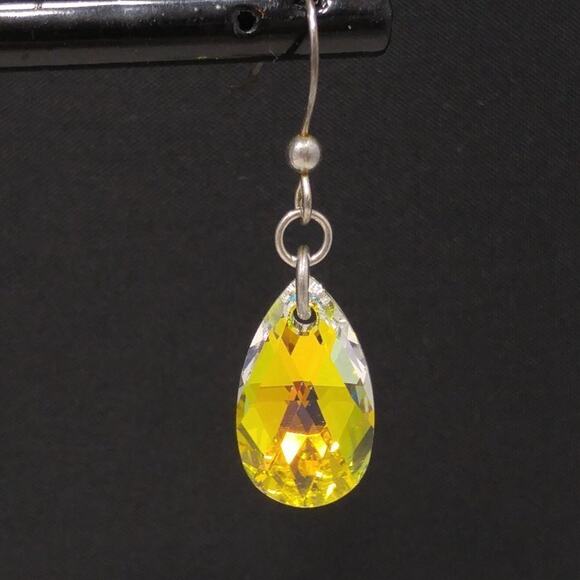 Sterling Silver 925 Teardrop Earrings Aurora Borealis Austrian Crystal - Picture 7 of 12